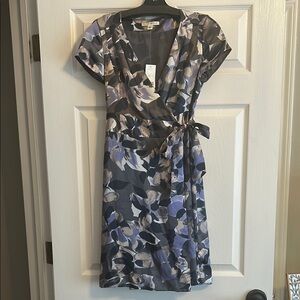 Banana Republic Floral Midi Dress in Blue and Gray